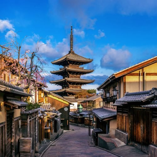 Yasaka Pagoda and Sannen Zaka Street in Kyoto, Japan.